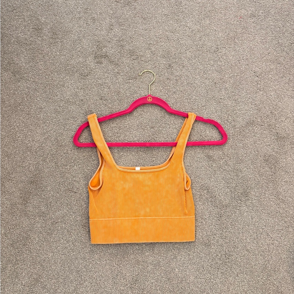 Orange Ribbed Crop Top